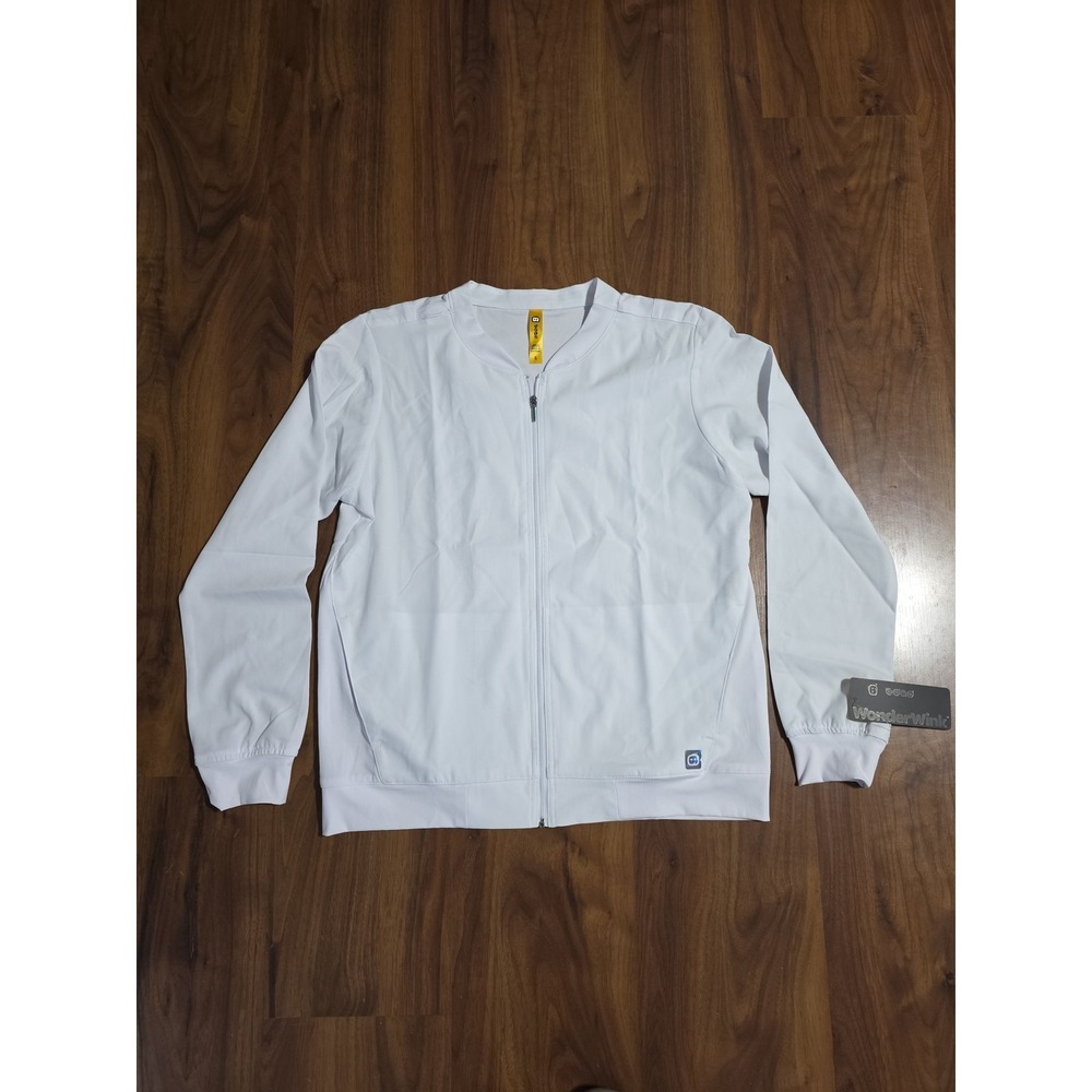 WonderWink Scrub Jacket Women Small White NEW Aero Bomber Full Zip 8129-WHIT